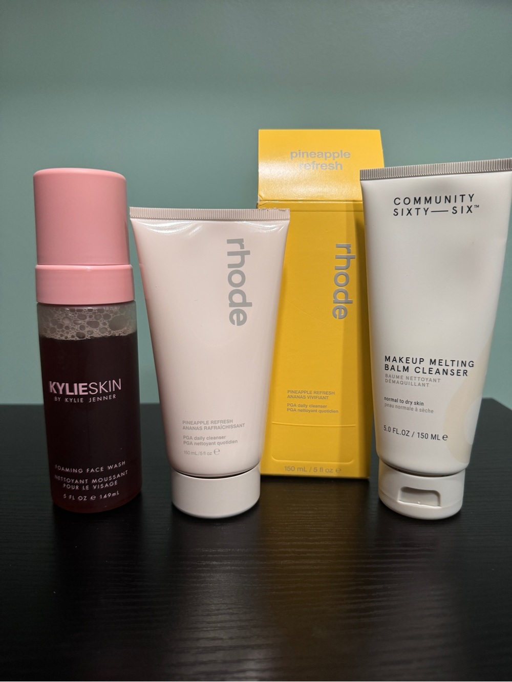 3 pc cleansers Rhode Pineapple + Community sixtysix + KylieSkin by Kylie Jenner